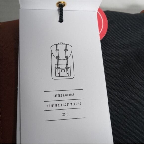 Herschel Little America Laptop Backpack, Black/Tan Synthetic Leather Classic 25 - Picture 4 of 16